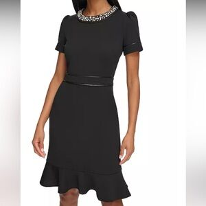 Karl Lagerfeld Black Dress with Embellished Collar